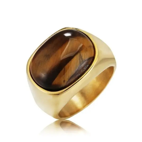 Classy Gentle Tiger's Eye Men Ring With Coat of Arms | Boutique Ottoman  Exclusive