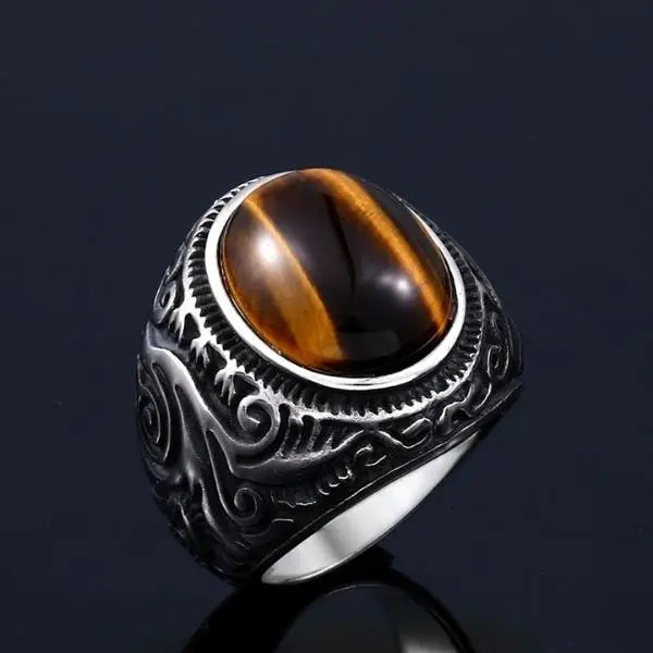 Tiger Eye Ring Men Tribal Tiger-Universe