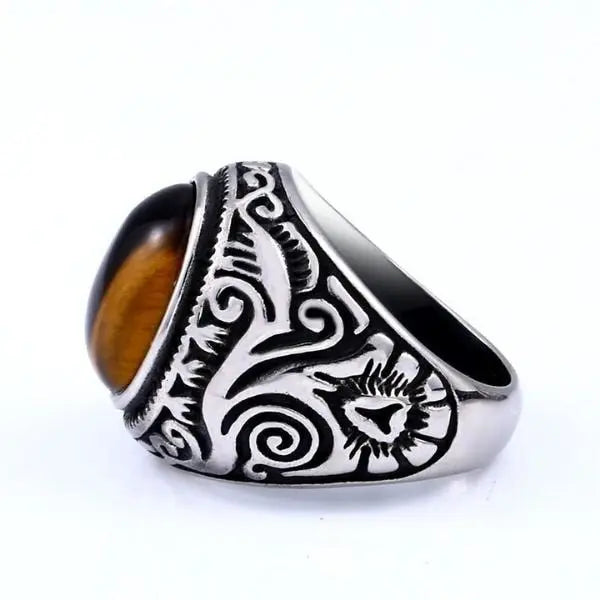 Tiger Eye Ring Men Tribal Tiger-Universe