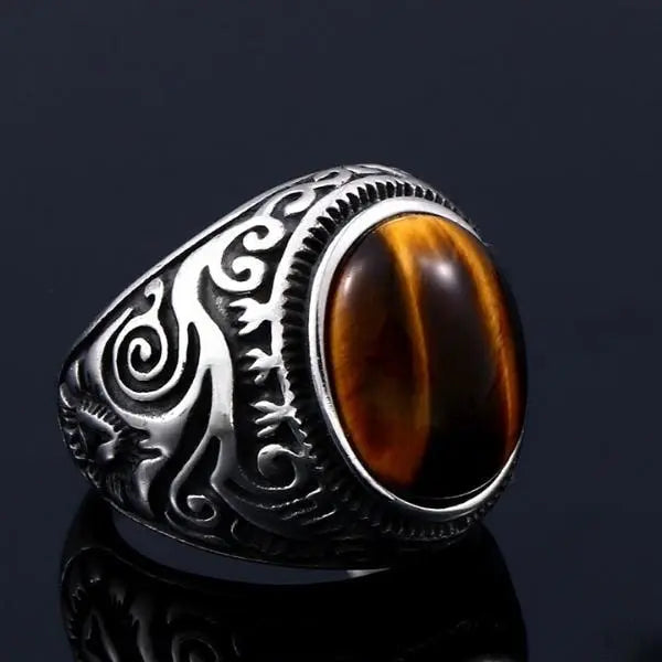 Tiger Eye Ring Men Tribal Tiger-Universe