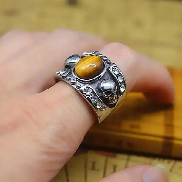 Tiger Eye Skull Ring Tiger-Universe