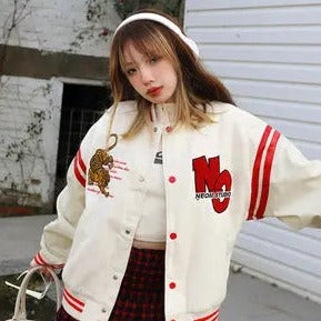 Tiger Pattern Embroidery Unisex Baseball Bomber Jacket Coat Tops Blouse  Outerwear at  Women's Coats Shop