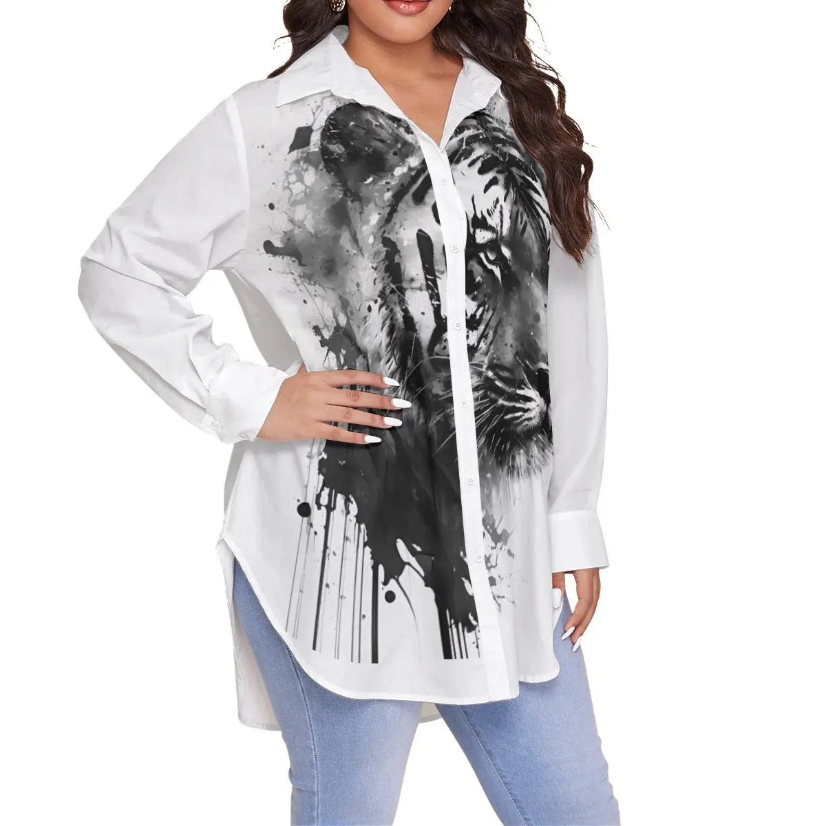 Tiger Blossom Womens Long Sleeve Tee