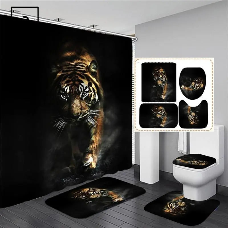 Tiger Shower Curtain Set Tiger-Universe