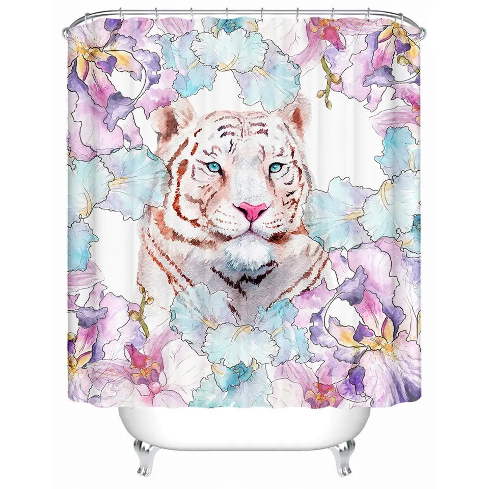 Tiger Shower Curtain flower Tiger-Universe