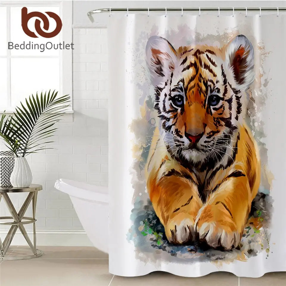 Tiger Shower Curtain flower Tiger-Universe