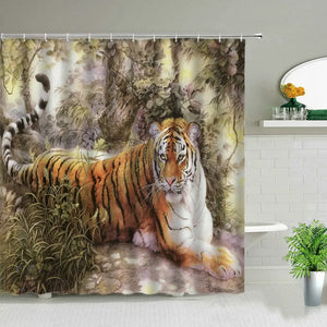 Tiger in Water Shower Curtain Tiger-Universe