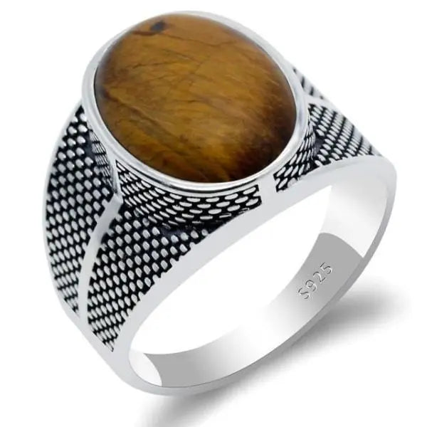 Tiger&#39;s Eye Ring - Unisex - Silver Tiger-Universe