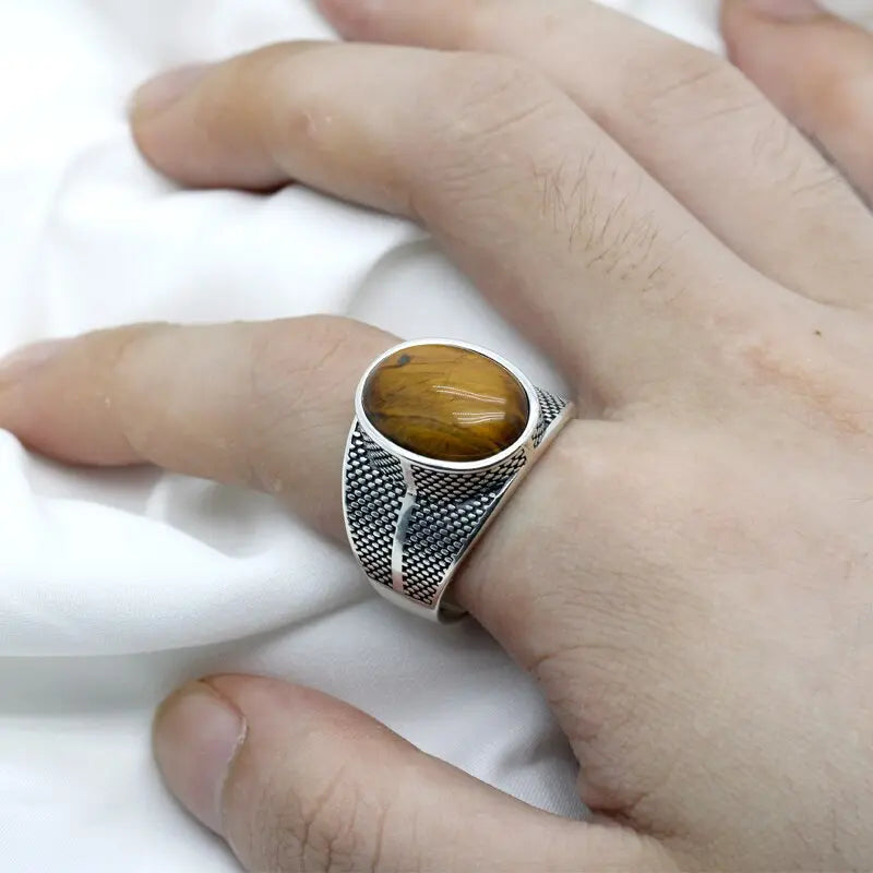 Tiger's Eye Ring - Unisex - Silver Tiger-Universe