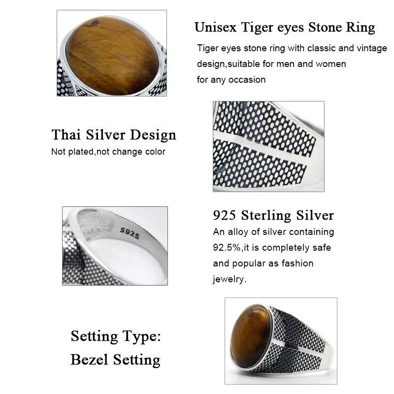 Tiger&#39;s Eye Ring - Unisex - Silver Tiger-Universe