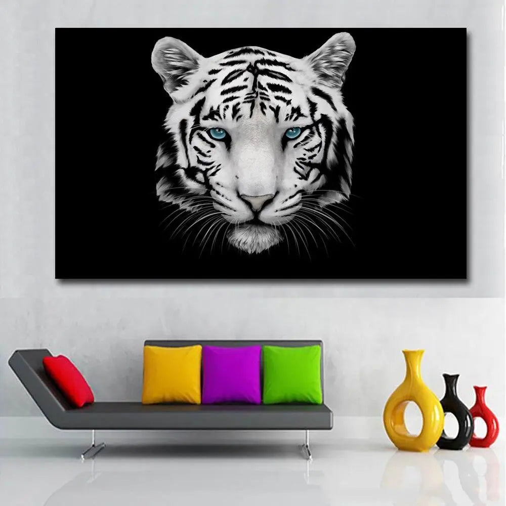 WHITE TIGER HEAD CANVA PAINTING Tiger-Universe