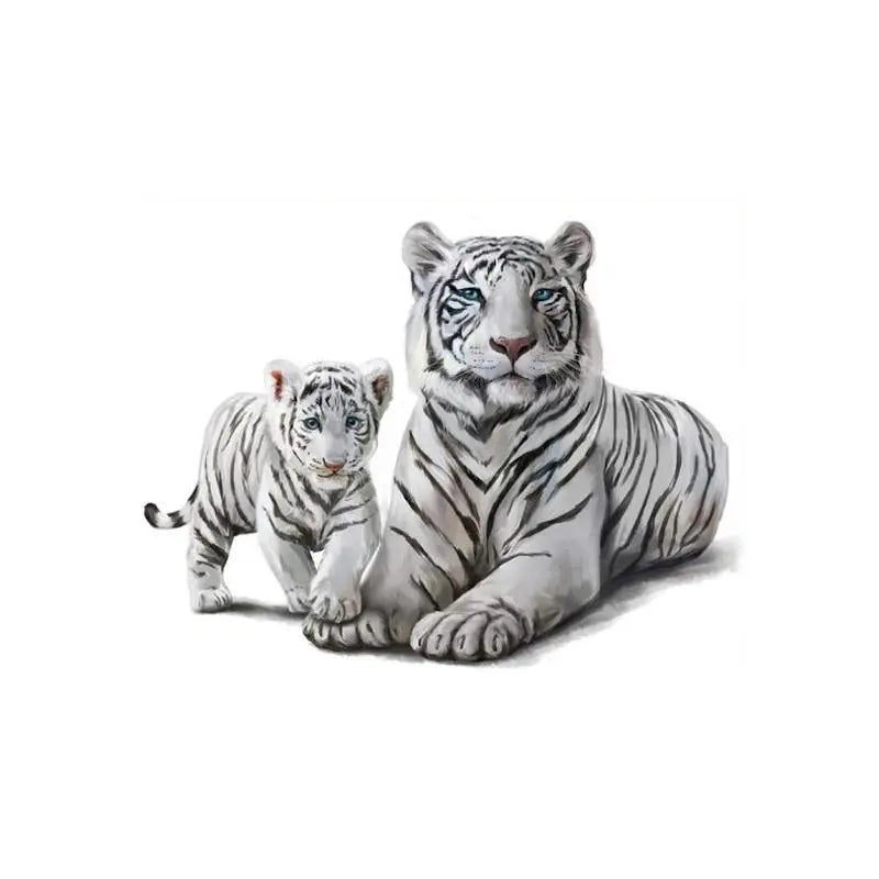 WHITE TIGER MOTHER & CUB PAINTING Tiger-Universe