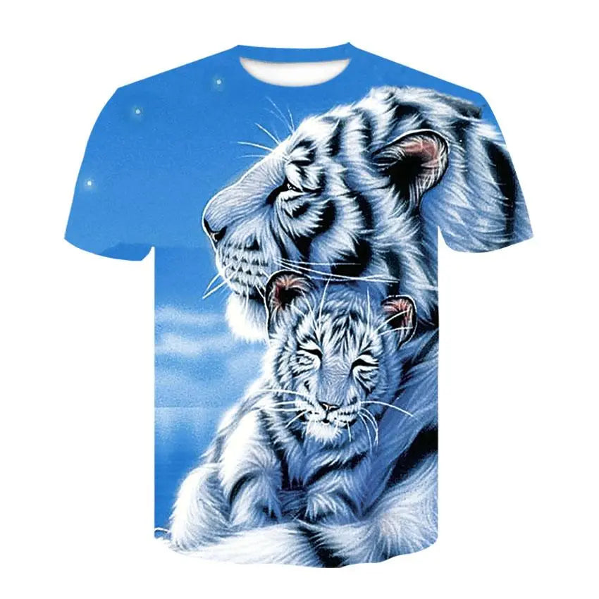 Cool Tiger And Letter Print T Shirt Tees For Kids Boys Casual