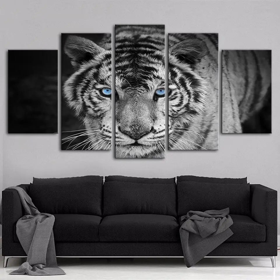 White Tiger - Blue Eyes Animal Artwork - Tiger T-Shirt