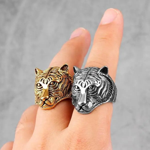 Buy Hammered Signet Tiger Mens Ring, Sterling Silver Bengal Tiger Rings for Men, Bold Mens Ring, Gold Mens Ring, Animal Men Ring, Mens Gift