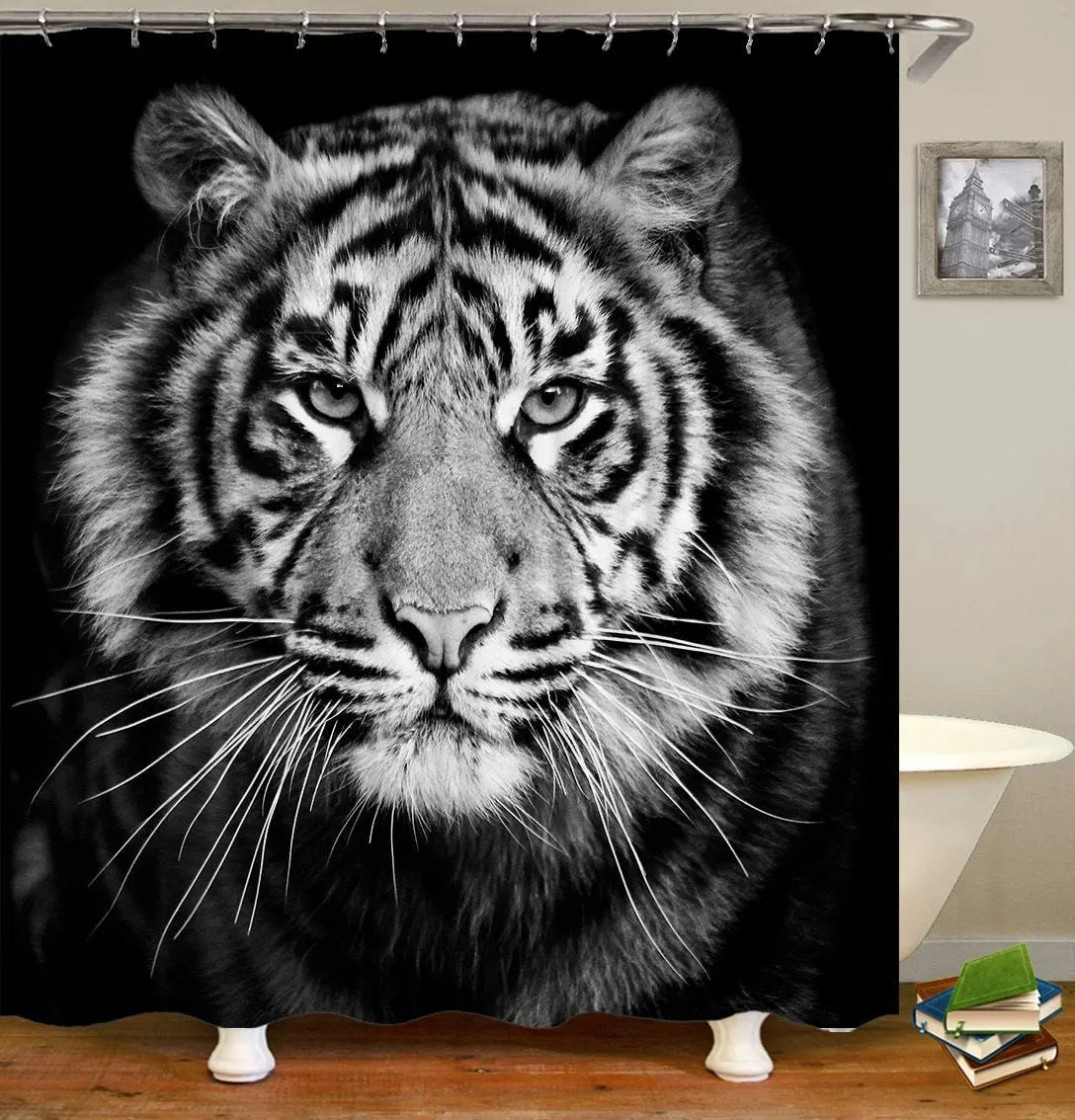 White Tiger Shower Curtain Tiger-Universe