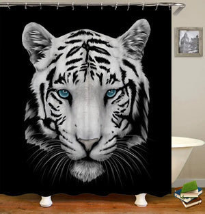 White Tiger Shower Curtain Tiger-Universe