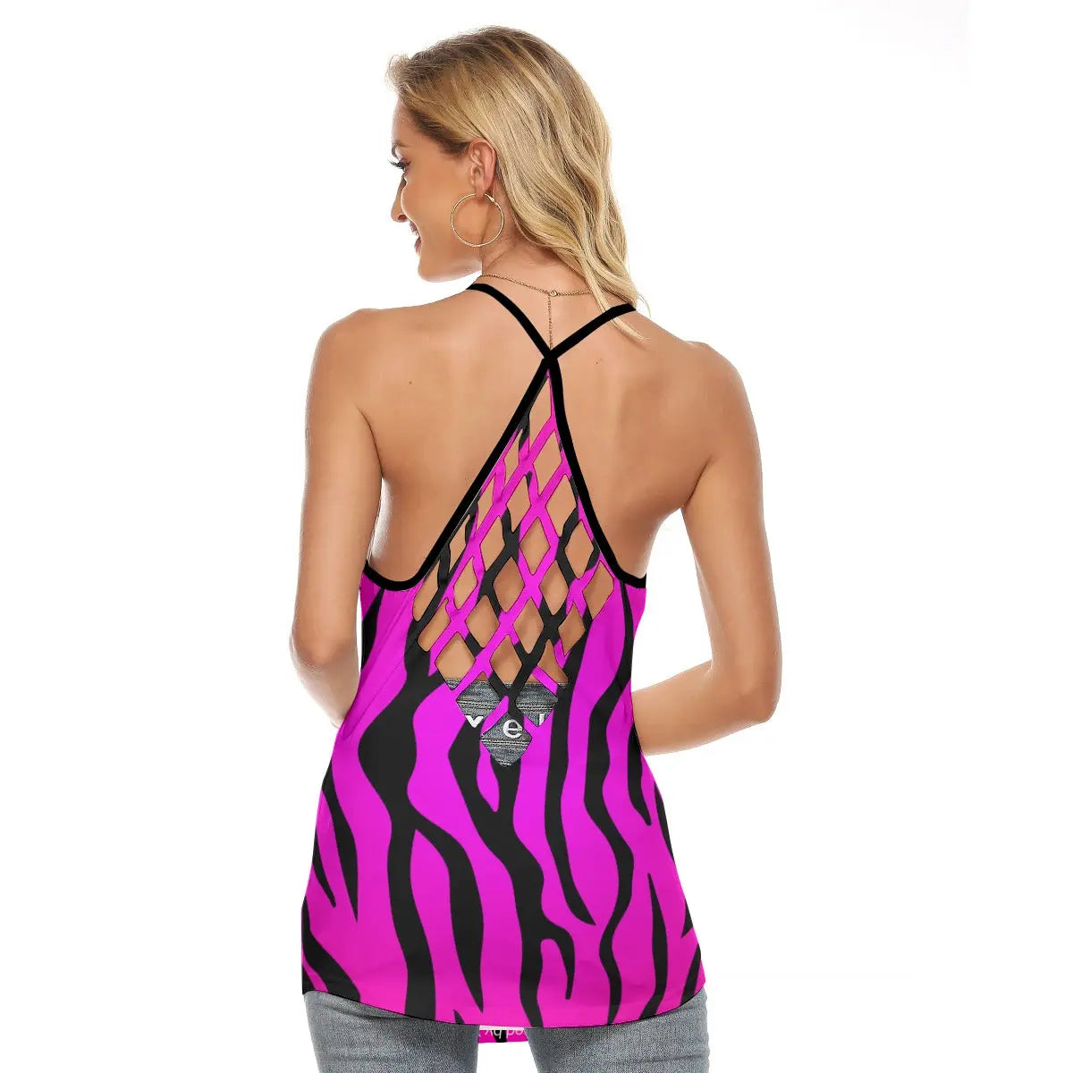 Women Pink Tiger Print Tank Top Tiger-Universe